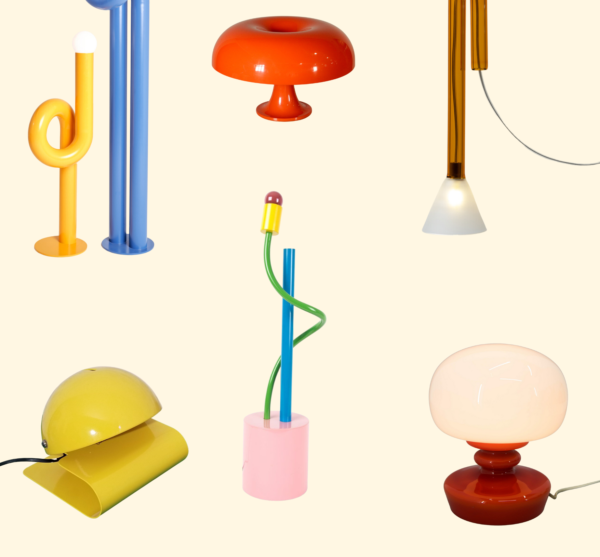 A layout of 6 different curvy lamps