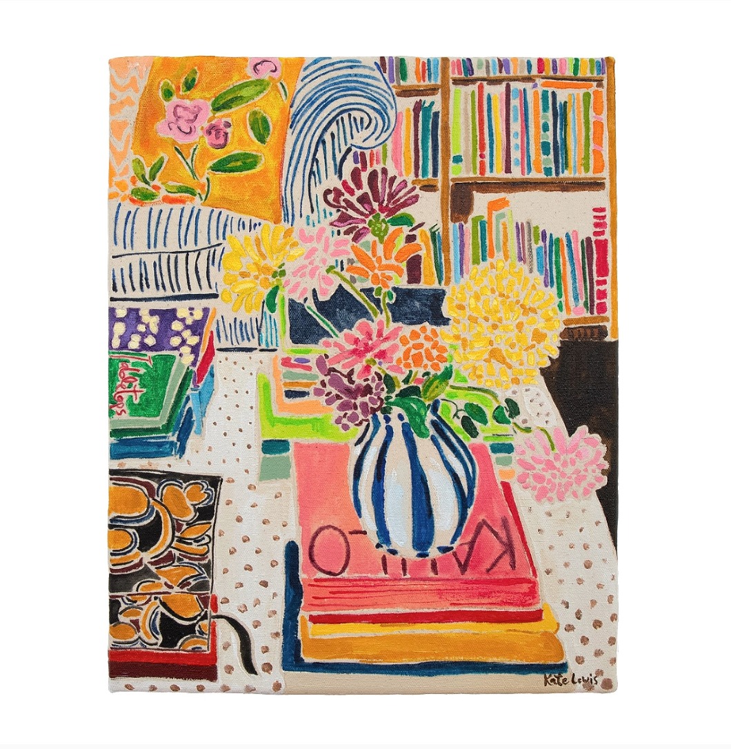 Brightly colored painting of books | Colorful Still Life Artists to Follow on Instagram