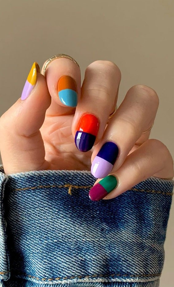 Colorblocked Multicolor nail ideas
