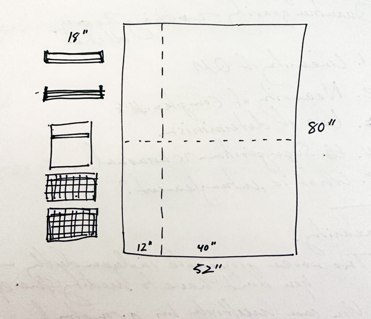 Sketch of pinboard dimensions.